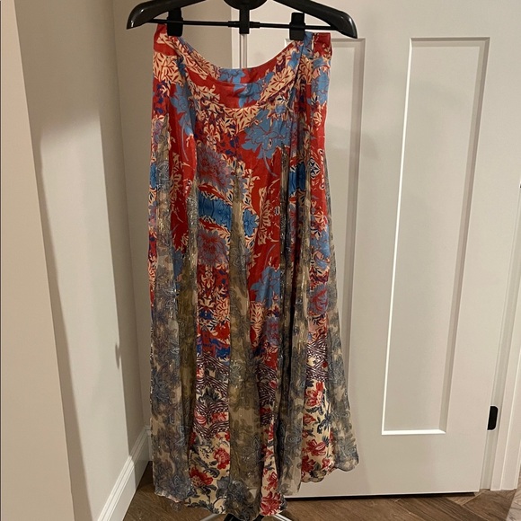 Anthropologie Red and Blue Floral Maxi Skirt - Picture 3 of 5
